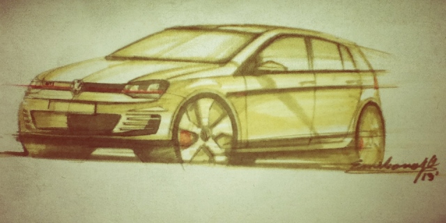 Sketch Volkwagen Golf GTI 2014 